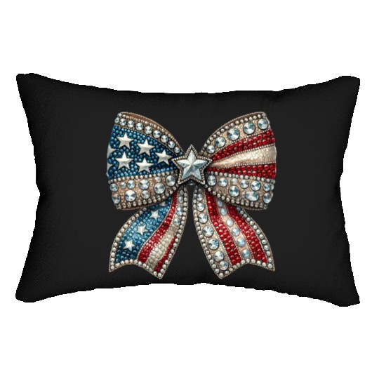 Patriotic Rhinestone Bow Lumbar Pillows