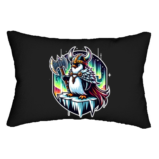 Viking Penguin Conquering Northern Lights Lumbar Pillows