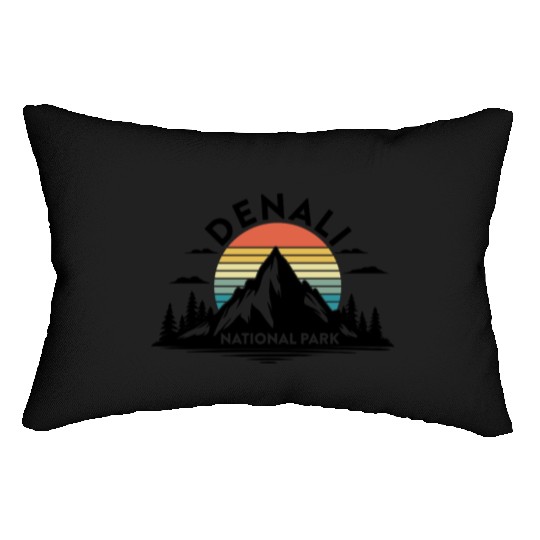 Retro Denali National Park US Vintage Denali Lumbar Pillows
