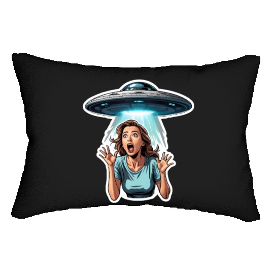 Alien UFO Abduction: Woman in panic Lumbar Pillows