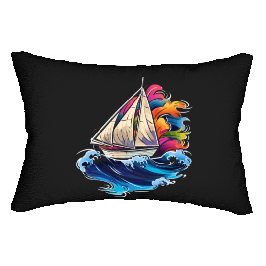 Sailing Synthwave Lumbar Pillows