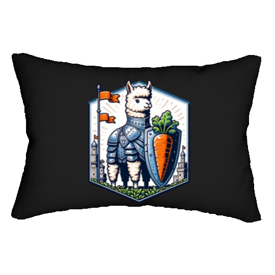 Llama Knight With Carrot Shield Adventure Lumbar Pillows