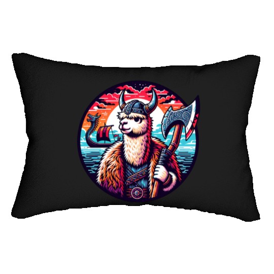 Viking Llama Adventure at Sea Lumbar Pillows