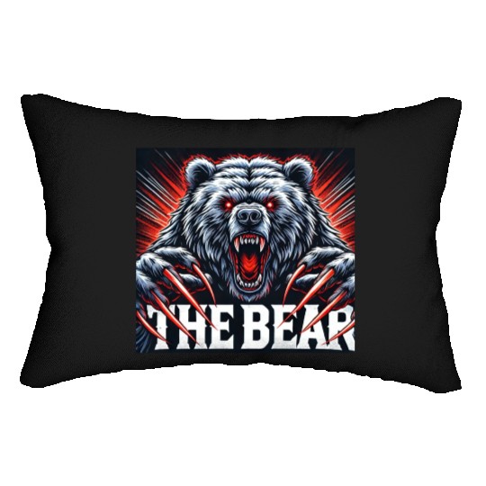 Black White Illustrated The Bear Lumbar Pillows