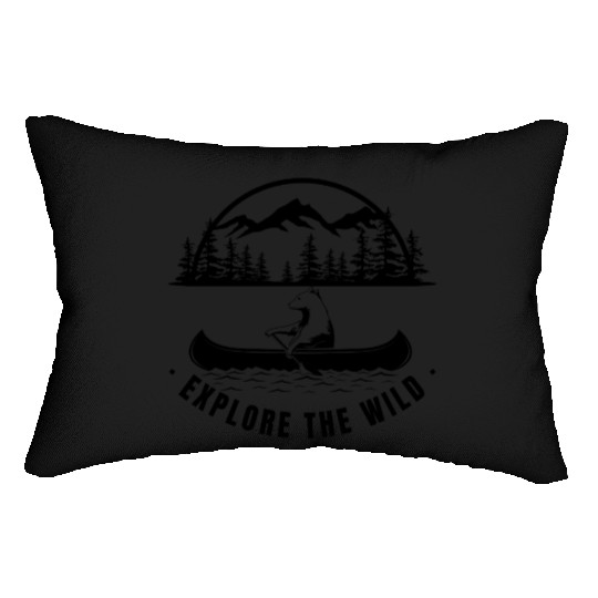 Explore the Wild | Forest Bear Canoe Adventure Lumbar Pillows