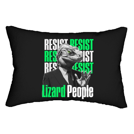 Resist Reptilians Lizard People Lumbar Pillows