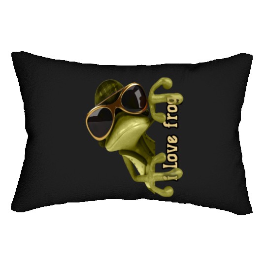 i love frog funny frog design Lumbar Pillows