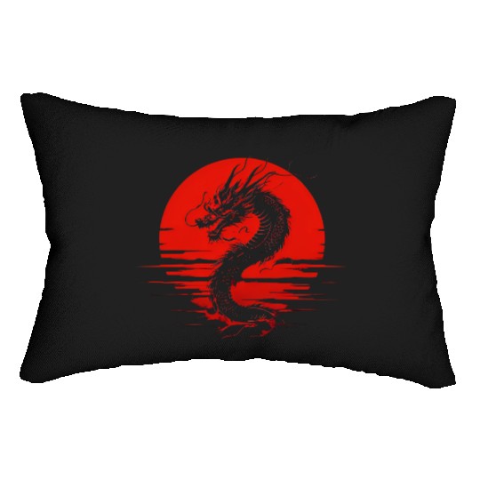 Dragon Rising Under the Blood Moon Lumbar Pillows