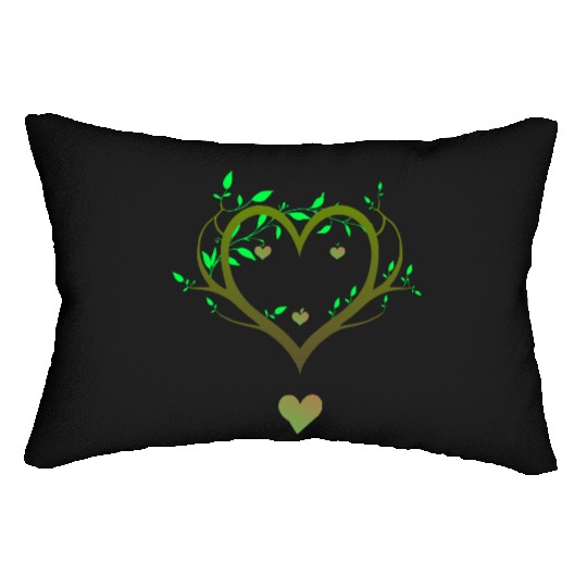 Nature Heart Tree | Green Love Botanical Art Lumbar Pillows