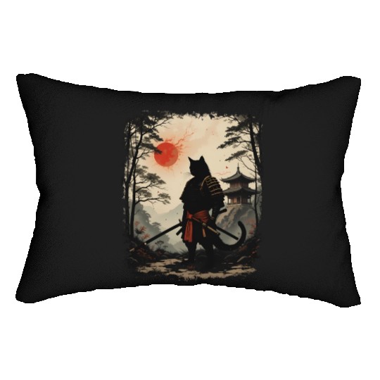 Samurai Cat Warrior Lumbar Pillows Design
