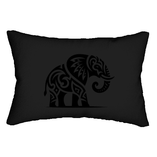 Elegant Tattoo Elephant With Large Tusks Lumbar Pillows