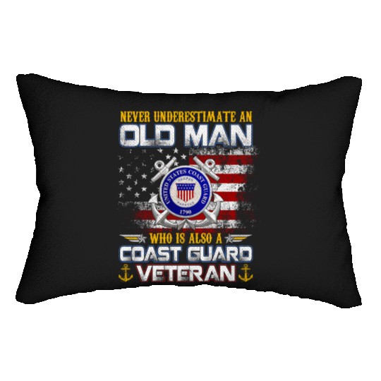 Never Underestimate Old Man US Coast Guard Veteran Lumbar Pillows