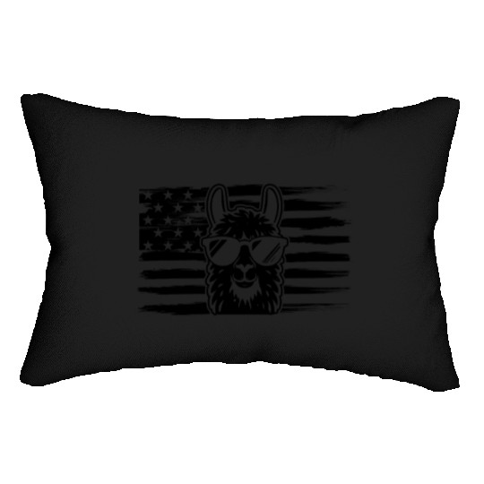 Llama US Flag Llama Lumbar Pillows