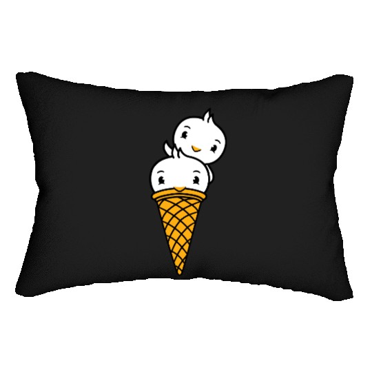 Two Birds Ice Cream Waffle Scoops Greeting Waving Lumbar Pillows