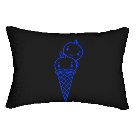 Two Birds Ice Cream Waffle Scoops Greeting Waving Lumbar Pillows