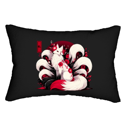 Kitsune Fox Red spider lily Flowers Japanese Nine Lumbar Pillows