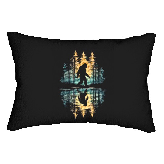 Bigfoot Forest Silhouette | Abstract Reflection Ar Lumbar Pillows