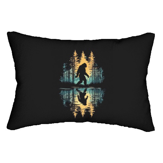 Bigfoot Forest Silhouette | Abstract Reflection Ar Lumbar Pillows