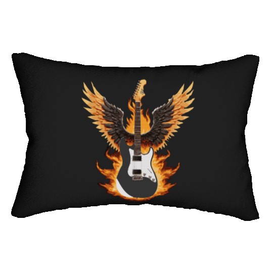 Flaming Guitar with Wings – Rock & Roll Lumbar Pillows
