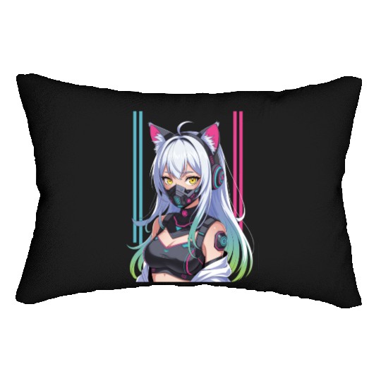 Futuristic Cyberpunk Girl Lumbar Pillows