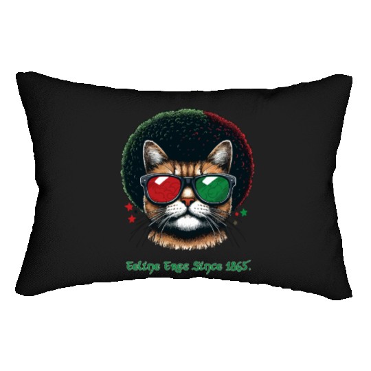 Feline Free Since 1865, Afro Cat Juneteenth Design Lumbar Pillows