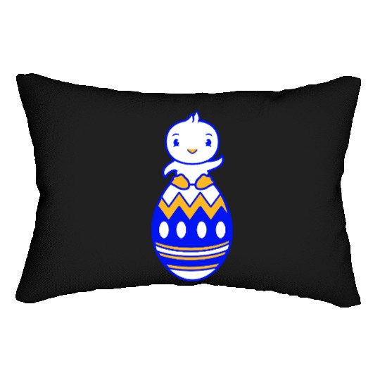 Chick Sits On Giant Easter Egg Waving Easter Sweet Lumbar Pillows