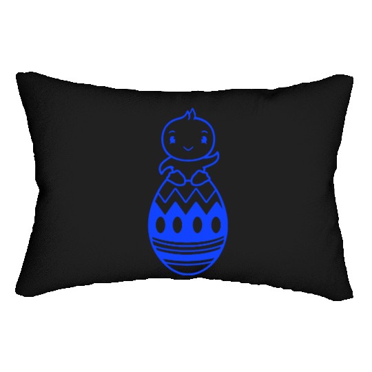 Chick Sits On Giant Easter Egg Waving Easter Sweet Lumbar Pillows