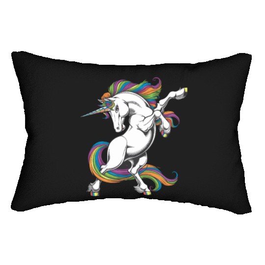 Majestic Rainbow Unicorn Prancing with Vibrant Lumbar Pillows