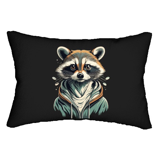 fashionista raccoon with trendy jacket Lumbar Pillows