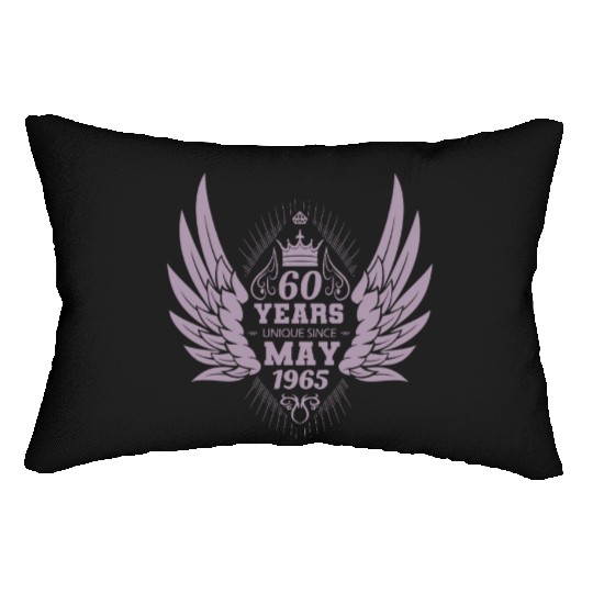 60th birthday angel wings unique since May 1965 Lumbar Pillows