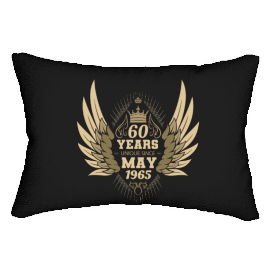 60th birthday angel wings unique since May 1965 Lumbar Pillows