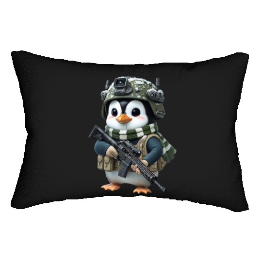 Penguin In Military Lumbar Pillows