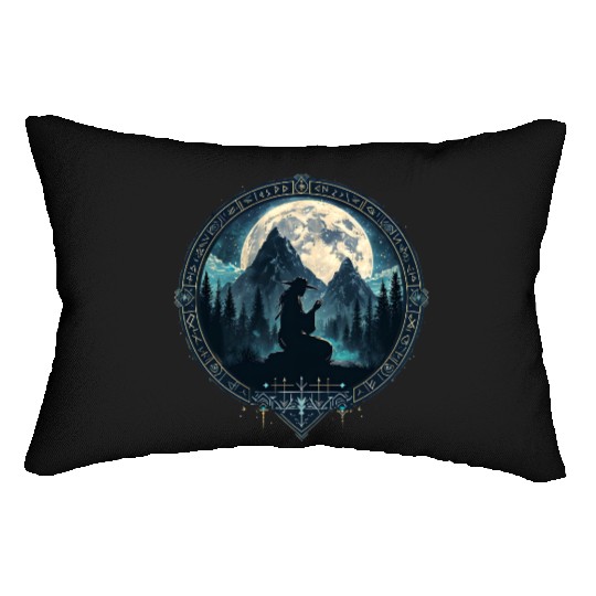 Man in hat and Moon Lumbar Pillows