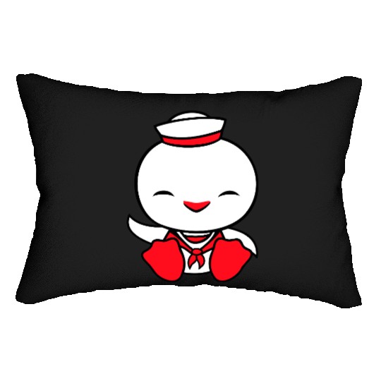Duck sailor sailor hat waving happily fisherman Lumbar Pillows