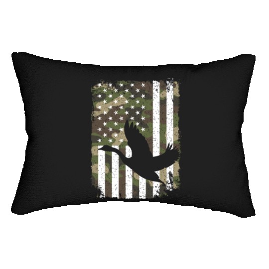 Goose Hunting Camo US Flag For Hunter Camouflage Lumbar Pillows