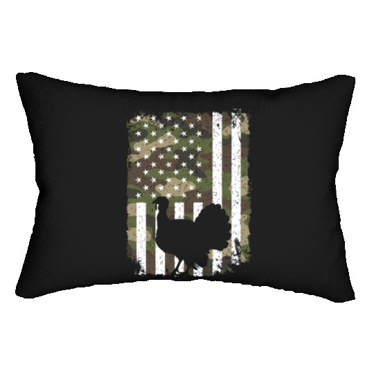 Turkey Hunting Camo US Flag For Hunter Camouflage Lumbar Pillows