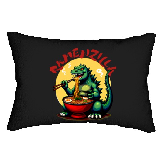 RamenZilla Ramen Noodle Loving Kaiju Monster Lumbar Pillows