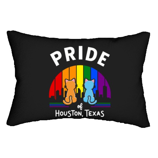 Pride of Houston City Texas USA Rainbow Flag Lumbar Pillows