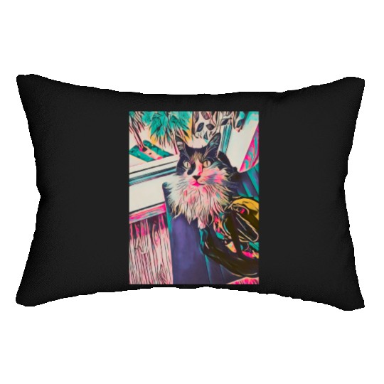 Tropical Funky Cat Lumbar Pillows