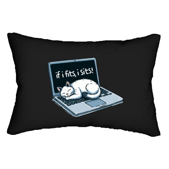Laptop Cat Nap - If I Fits, I Sits! Lumbar Pillows