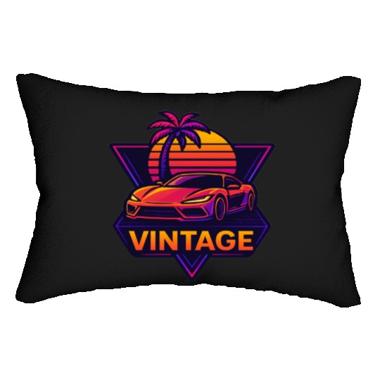 Retro Drive – Neon Synthwave Speed Lumbar Pillows