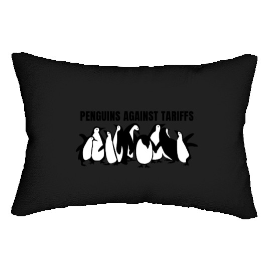 Penguins Protest Against Tariffs Funny Penguin Lumbar Pillows