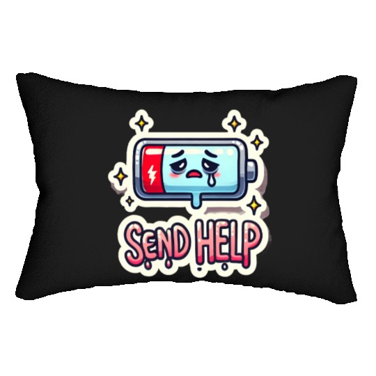 A Battery Icon at 1% with "Send Help" Lumbar Pillows