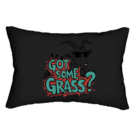 Goat Some Grass? Meme Goat Energy Lumbar Pillows