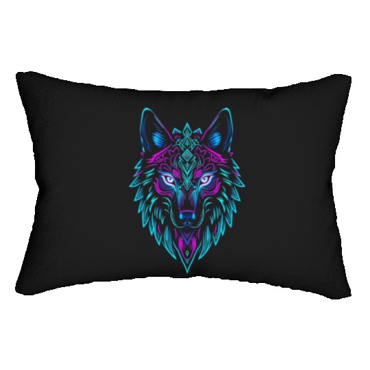 wolf face Lumbar Pillows