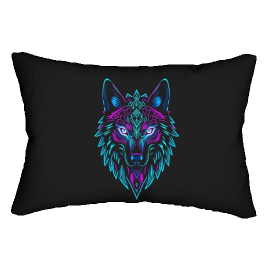 wolf face Lumbar Pillows