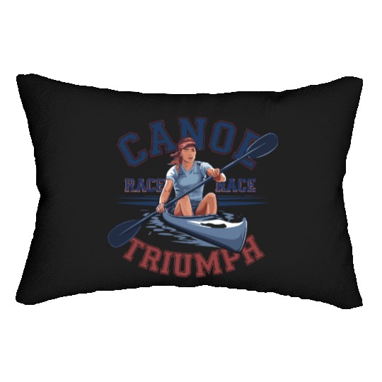 canoe race triumph Lumbar Pillows