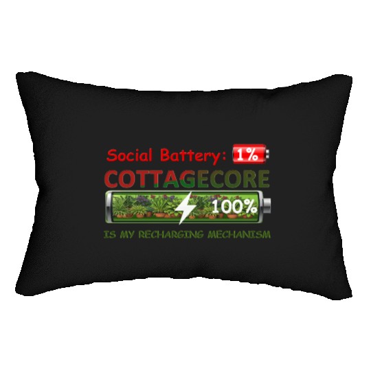 Social Battery 1%, Cottagecore Recharging Mehanism Lumbar Pillows