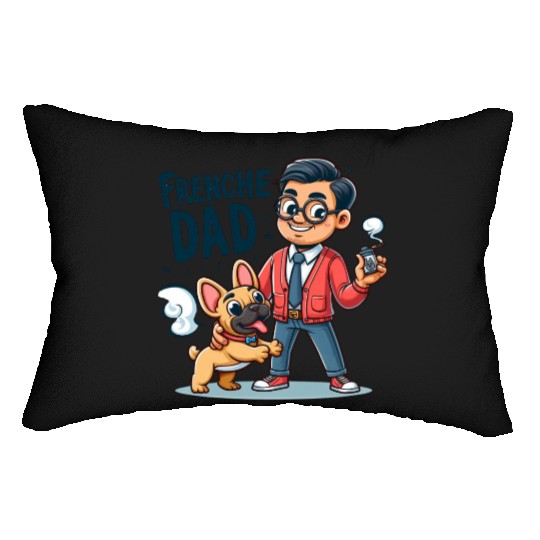 Frenchie Dad Cartoon Design Lumbar Pillows