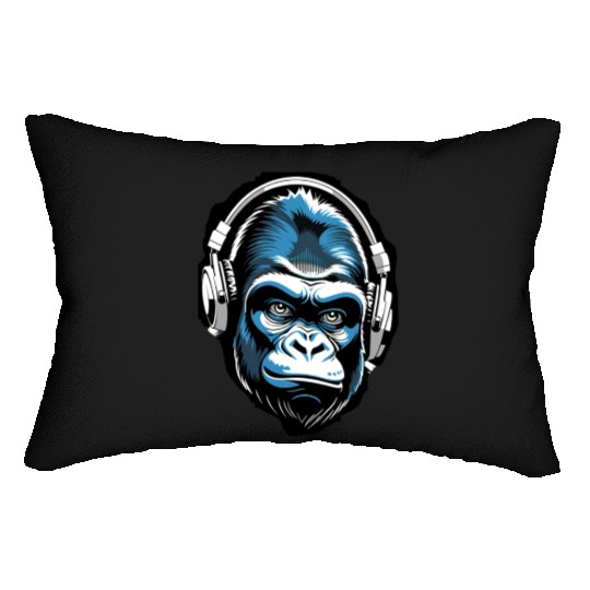 Urban Gorilla with Headphones Art Lumbar Pillows